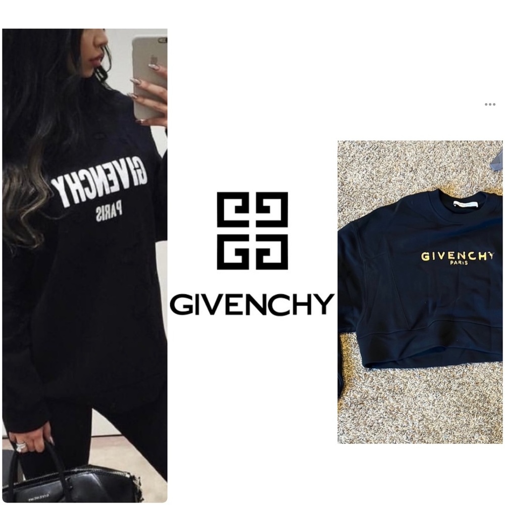 ‼️WOW‼️GIVENCHY CROP black SWEATSHIRT 💯Authentic TOP‼️🥰⚡️✨🌟🔥💥⚡️💫⭐️‼️🖤💛🖤💛🖤💛🖤💛